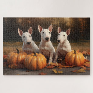 Puzzle Bull Terrier Chiot Automne Citrouille de plaisir