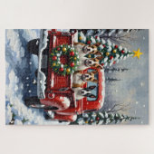 Puzzle Bull Terrier Christmas Red Truck Holiday (Horizontal)