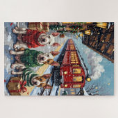 Puzzle Bull Terrier Christmas Vintage Train Holiday (Horizontal)