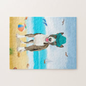 Puzzle Bull Terrier Dog sur la plage (Horizontal)