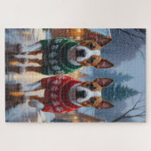 Puzzle Bull Terrier Dogs Christmas Snow Holiday (Horizontal)