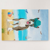 Puzzle Bull Terrier sur la plage (Horizontal)