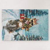 Puzzle Bulldog à moto Noël (Horizontal)
