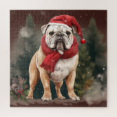 Puzzle Bulldog à Noël de neige (Vertical)
