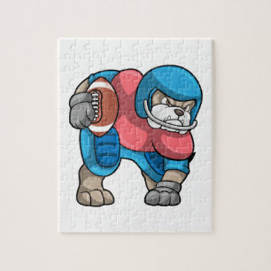 Puzzle Bulldog au sport avec football et casque