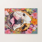 Puzzle Bulldog avec couronne de fleurs (Horizontal)