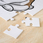 Puzzle Bulldog avec morceau de pizza (Côté)