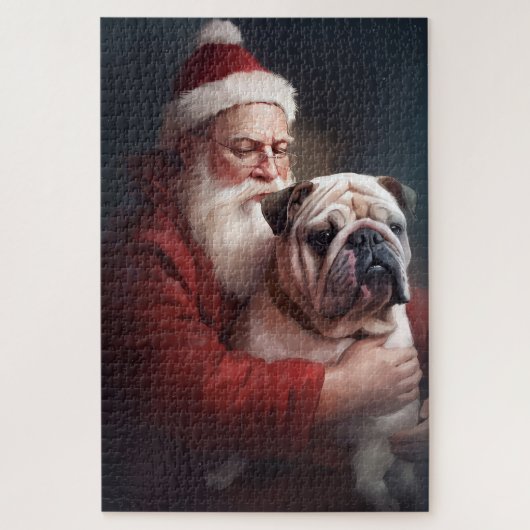 Puzzle Bulldog avec Noël Festif du Père Noël (Vertical)