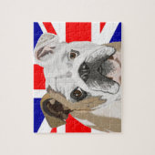 Puzzle Bulldog contre Union Jack Drapeau 110 pièce (Vertical)