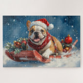 Puzzle Bulldog dans Sledge Let it Neige Noël (Horizontal)