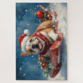 Puzzle Bulldog dans Sledge Let it Neige Noël (Vertical)
