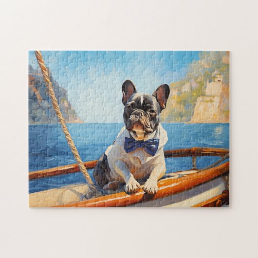 Puzzle Bulldog français naviguant sur un yacht (Horizontal)