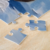 Puzzle Bulldog Grumpy Rider in Christmas Sled Hat (Côté)