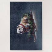 Puzzle Bulldog Noël neige hiver (Vertical)