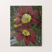 Puzzle bulles d'été de fleurs rouges et jaunes fleuris (Vertical)