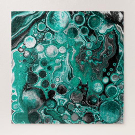 Puzzle Bulles turquoises et noires Cellules d'art fluides (Vertical)