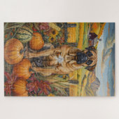 Puzzle Bullmastiff Chien Automne Harvest Thanksgiving (Horizontal)
