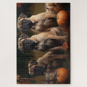 Puzzle Bullmastiff Chiot Automne Citrouille de plaisir (Vertical)