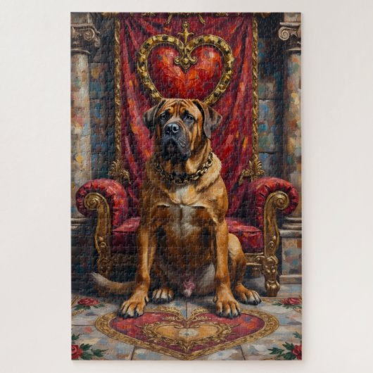 Puzzle Bullmastiff Dog Valentine's Day Royal Heart Crest (Vertical)