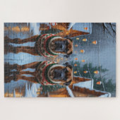 Puzzle Bullmastiff Dogs Christmas Snow Holiday  (Horizontal)