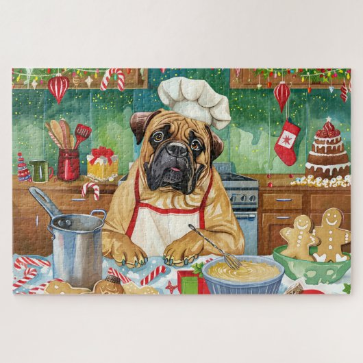 Puzzle Bullmastiff Fête Baking : Noël festif (Horizontal)
