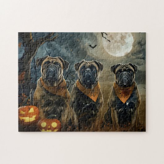 Puzzle Bullmastiff Halloween Éffrayant (Horizontal)