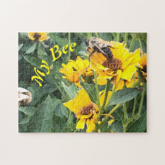 Puzzle Bumblebee pollinise une fleur jaune (Horizontal)