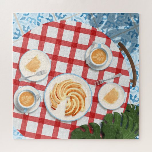 Puzzle Bundt Cake and Coffee for Two (Horizontal)