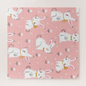 Puzzle Bunnies blancs : Cute Floral sans joint (Horizontal)