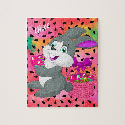 PUZZLE BUNNY AVEC OEUFS COLORÉS EN POULET JIGSAW (Vertical)