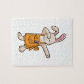 Puzzle Bunny comme coiffeur avec peigne et ciseaux (Horizontal)