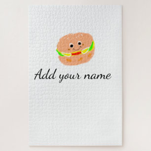 Puzzle burger orange aquarelle ajouter nom texte frites n