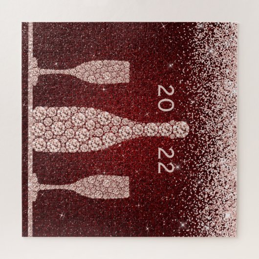 Puzzle Burgundy Blush Parties scintillant Champagne Toast (Horizontal)