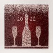 Puzzle Burgundy Blush Parties scintillant Champagne Toast (Vertical)
