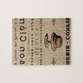 Puzzle burlap scripts shabby chic country cake (Horizontal)
