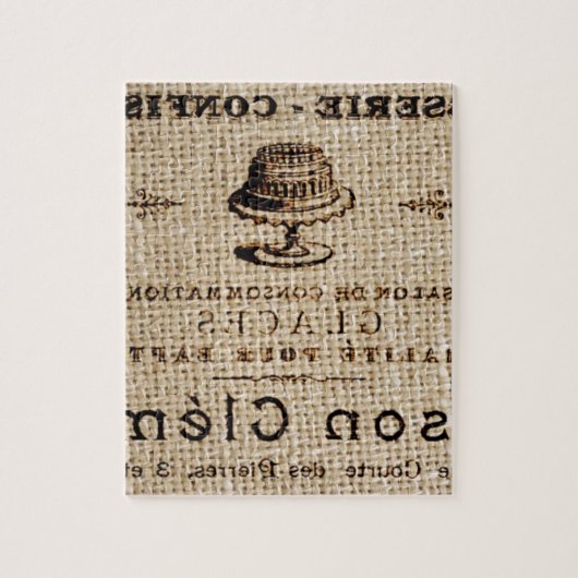 Puzzle burlap scripts shabby chic country cake (Vertical)