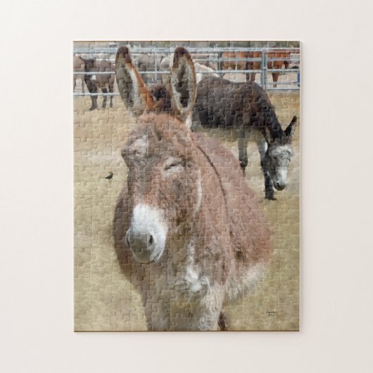 Puzzle Burro de rougissement et oiseaux sauvages - (Vertical)