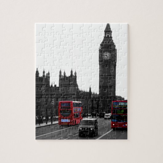 Puzzle bus touristique rouge et Big Ben de Londres (Vertical)