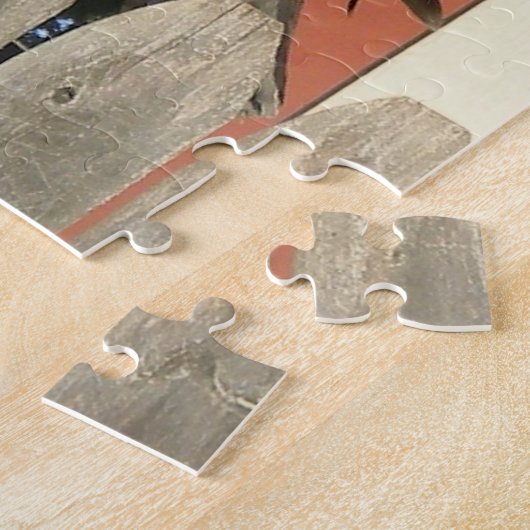 Puzzle Buse à queue rouge sur clôture en bois (Côté)