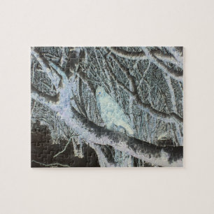 Puzzle Buse perchée sur une branche atmosphère de forêt s