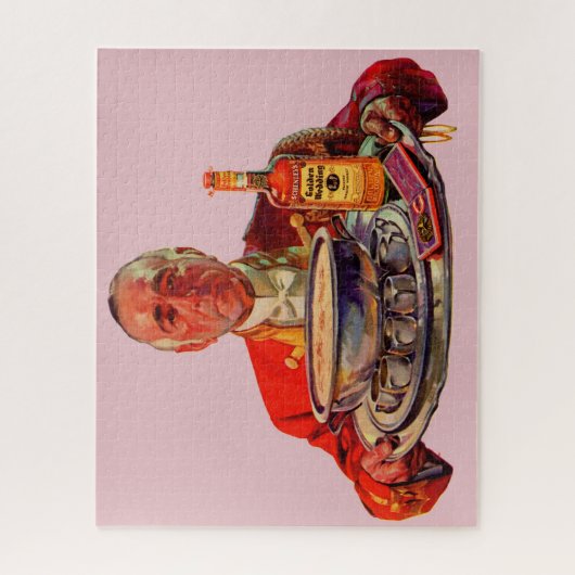 Puzzle Butler 1937 avec plateau et whiskey Mariage doré (Vertical)