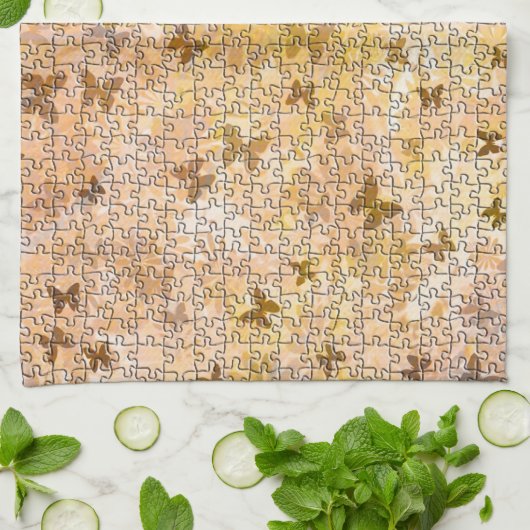 Puzzle Butterflies en Daisies-Browns van STaylor Theedoek (Gevouwen)