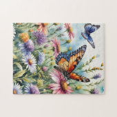Puzzle Butterfly Spring Meadow Wildflowers Watercolor (Horizontal)