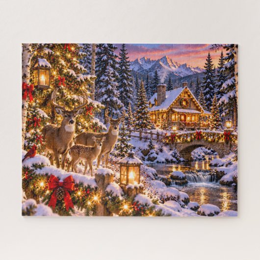 Puzzle Cabane de cerfs de Noël (Horizontal)