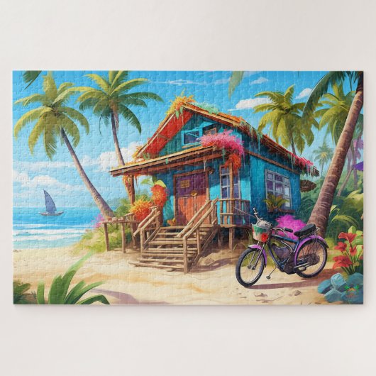 Puzzle 🌅 Cabane de plage Tropical (Horizontal)