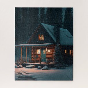 PUZZLE CABANE EN BOIS D'HIVER NOËL