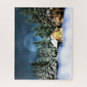 Puzzle Cabane en rondins rustique pleine lune (Vertical)