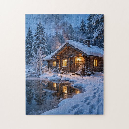 Puzzle Cabane enneigée dans les bois (Vertical)