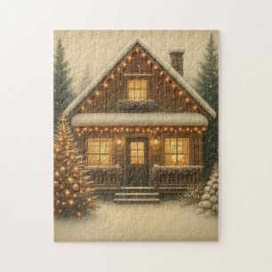 Puzzle Cabane rustique d'hiver/Noël