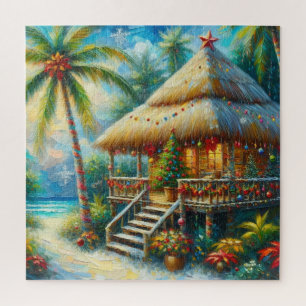 Puzzle Cabane Tropicale Noël Palm Tree Beach Lumières